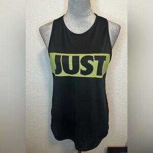 Nike Dri-FIT Just Do It Tank Top Women’s Small Black Neon Graphic Athletic